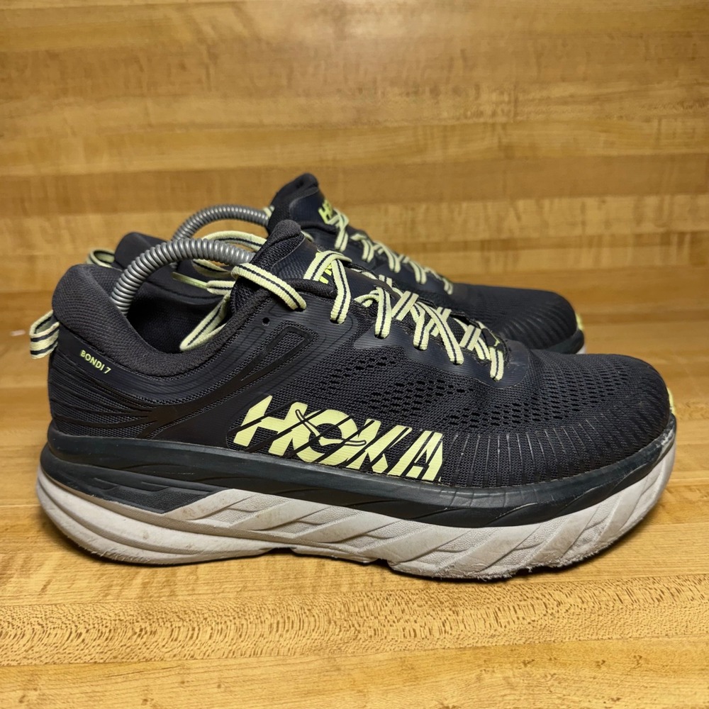 Hoka One One Bondi 7 Mens 8.5 2E Wide Black Running Shoes 1110530 BGBT